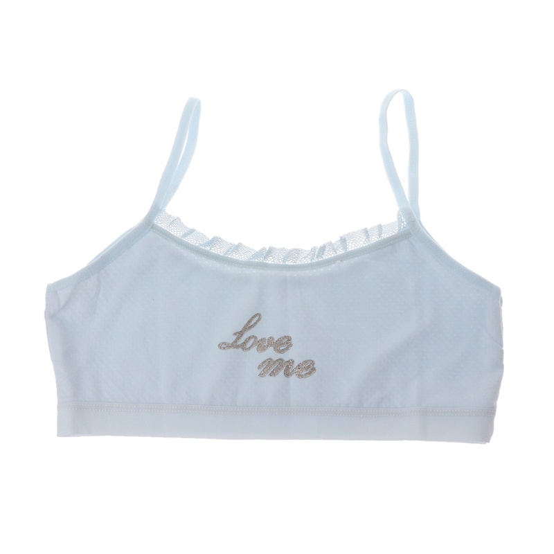 Áo Lót Thể Thao Hai Dây Bằng Vải Cotton Phối Ren Dành Cho Bạn Gái 8-12 Tuổi
