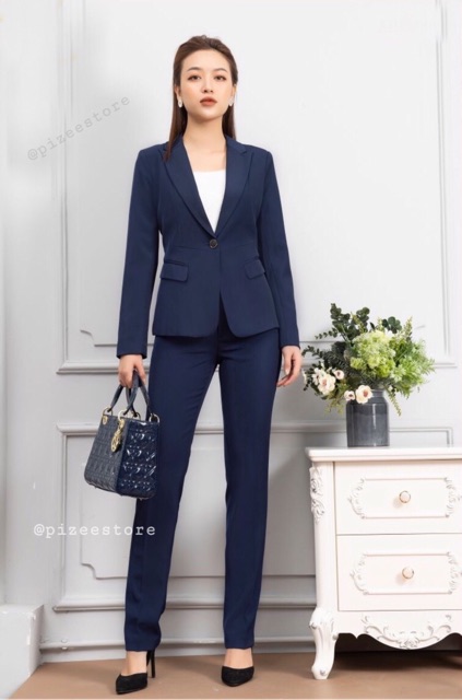Bộ vest nữ công sở Pizee ACC65 1 nút cao cấp | BigBuy360 - bigbuy360.vn