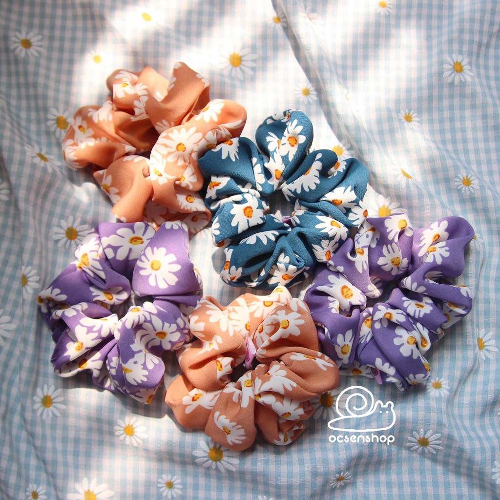 (Ocsenshop) Scrunchie hoạ tiết hoa cúc | BigBuy360 - bigbuy360.vn