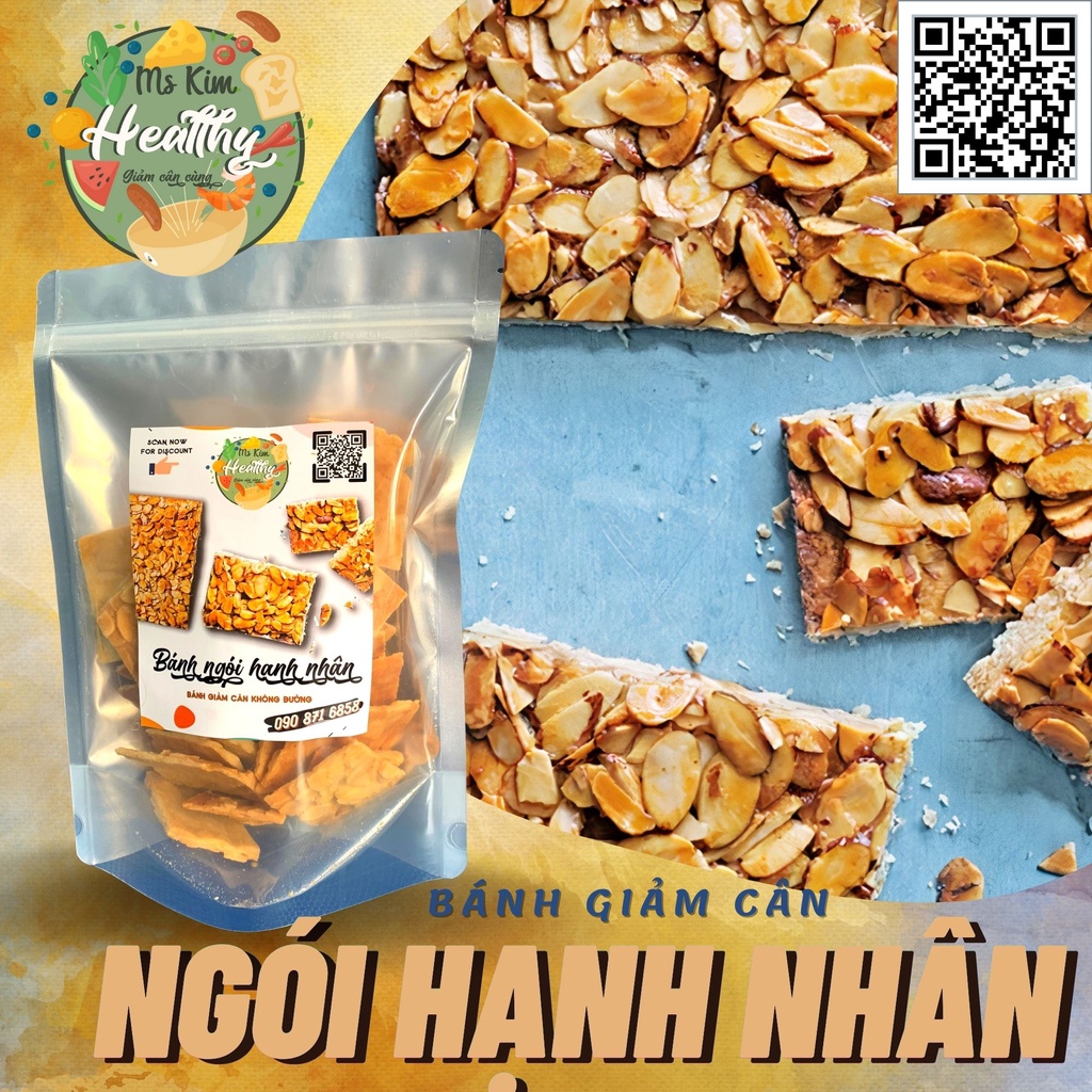 Bánh giảm cân không đường, bánh NGÓI HẠNH NHÂN MS.KIM HEALTHY - 350gr - Bánh ăn vặt không béo, ít calo | BigBuy360 - bigbuy360.vn