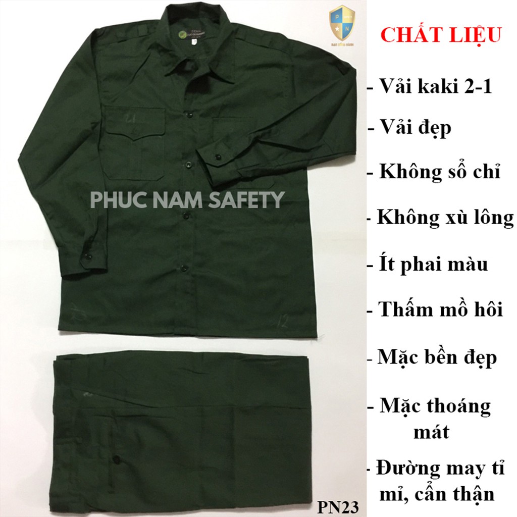 Bộ quần áo bảo hộ lao động PN23 - Màu xanh, bộ quần áo bảo hộ KT3, quần áo bảo họ lao động, Phuc Nam Safety