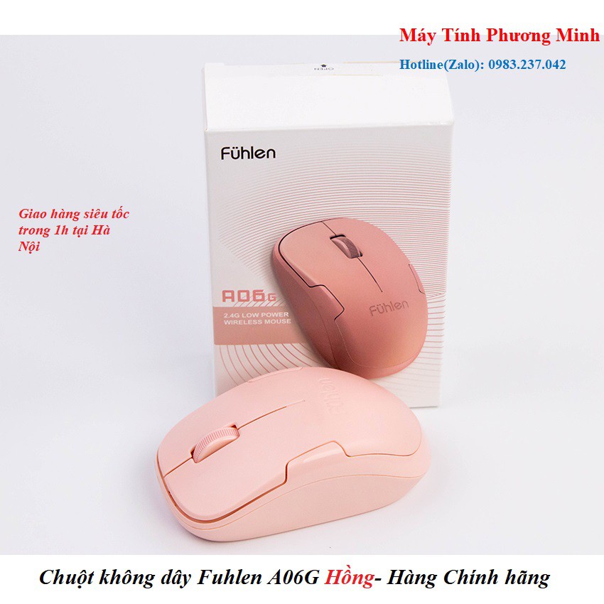 Chuột Fuhlen không dây A06 G hồng Pinhk cute, A09 Đen / Hồng pastel, nhanh nhạy, độ bền cao - Hàng chính hãng cao cấp