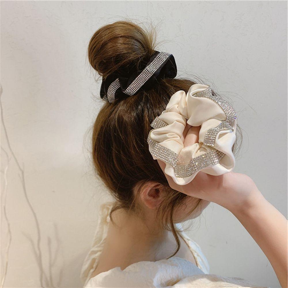 Dây Cột Tóc Scrunchies Bằng Vải Màu Trơn Đơn Giản Phong Cách Hàn Quốc Cổ Điển