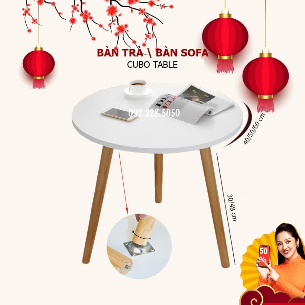 Bàn trà sofa vintage mặt tròn  đường kính 40,50,60 cm, chân cao 30cm hoặc 48cm.