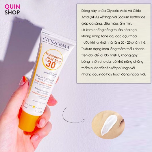 Kem Chống Nắng Cho Da Dầu Bioderma Photoderm AKN Mat SPF 30 UVA 13