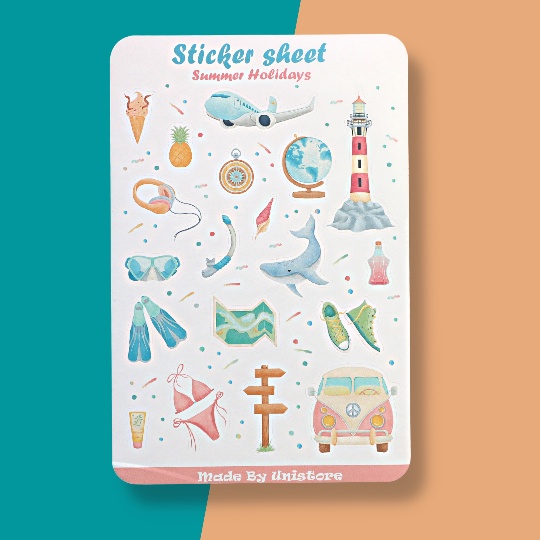 sticker sheet summer holidays - Sticker thiết kế | Bullet journal sticker