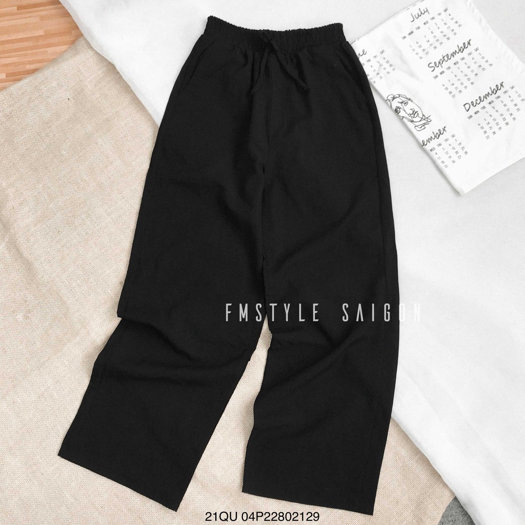 Quần culottes đũi 255 VM STYLE dáng dài, quần suông ống rộng lưng thun dáng đẹp 22QU01P21102