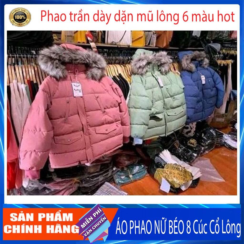 [ÁO PHAO NỮ BÉO 8 cúc cổ lông  [video]_Phao trần dày dặn , có mũ lông 6 màu hot - (PHAO CÚC) -sihanghot8388