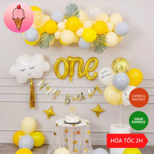 Bóng Chữ ONE Trang Trí Tiệc Thôi Nôi, Sinh Nhật Cho Bé Phong Cách Hàn Quốc - Kem Shop K192