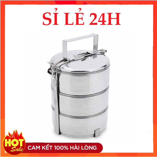 CAMEN HỘP ĐỰNG CƠM 3 TẦNG INOX KHÔNG GỈ 12CM CAO CẤP