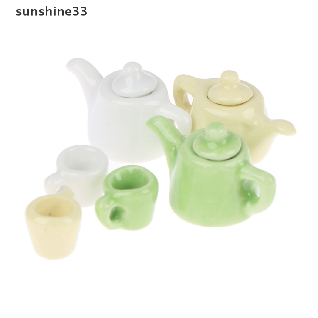 Bộ 5 Ấm Tách Trà Bằng Gốm Tỉ Lệ 1: 12 Trang Trí Nhà Búp Bê