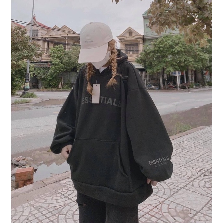 Áo hoodie Essentials nỉ bông dày dặn unisex dài tay áo phông nỉ bông sweater có mũ kèm ảnh thật. | BigBuy360 - bigbuy360.vn
