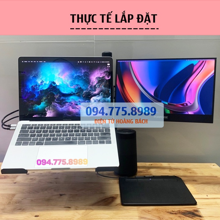 Giá Treo Màn Hình 17 - 32 Inch Kèm Giá Đỡ Laptop EZ4 / Tải Trọng 8Kg - Tay 38 Cm - Lắp Đặt Kẹp Bàn [ Mới Hơn M074 ]