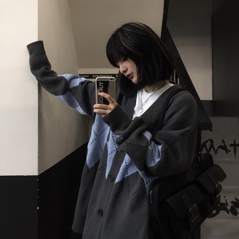 Cardigan / áo len phối màu