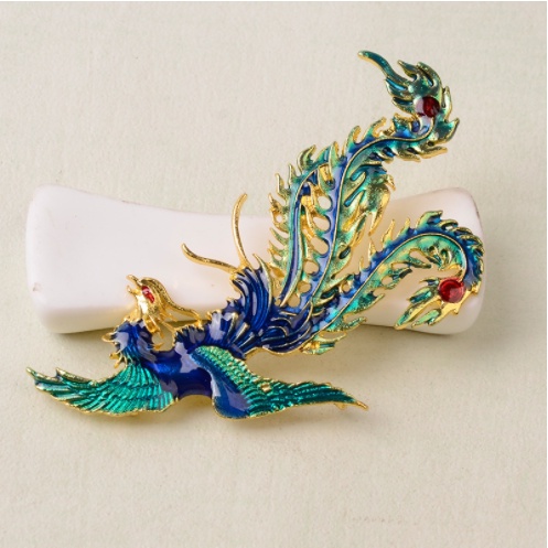 GETNOIVAS Phụ Kiện Nhỏ Dầu Giả Hợp Kim Hình Phượng Hoàng Màu Xanh Dương Dùng Cho Cô Dâu