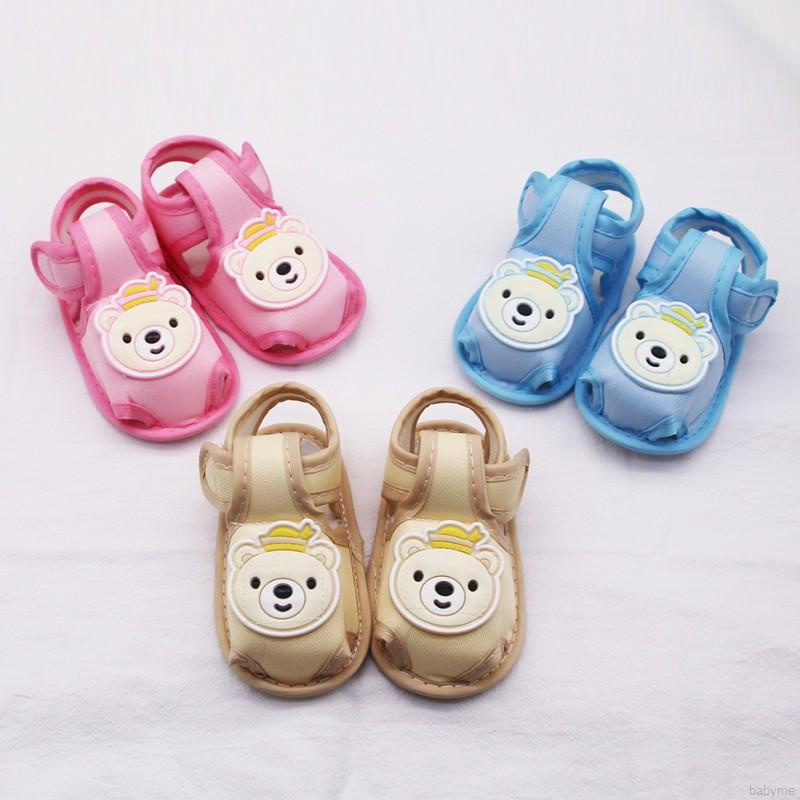 Giày Xăng đan Cotton Đế Mềm Khoét Lỗ Hình Gấu Phong Cách Mùa Hè Đáng Yêu Cho Bé Trai Gái