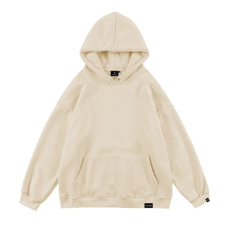 Áo Hoodie Nỉ Trơn Màu Kem Nam Nữ Unisex, Form Rộng Chất Nỉ Bông Cao Cấp size 35-70kg