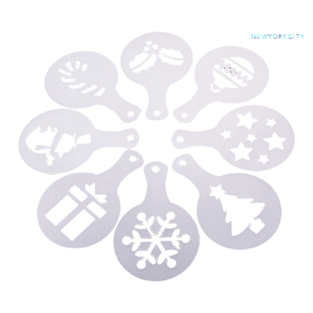 Set 8 Khuôn Tạo Hình Trang Trí Cà Phê Phong Cách Giáng Sinh