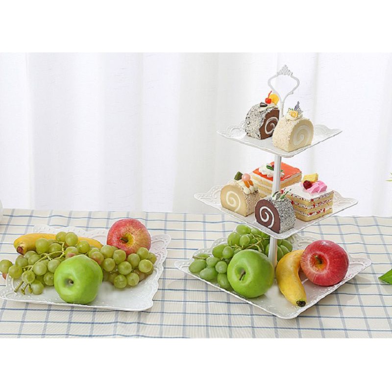 Khay đựng trái cây, bánh 3 tầng vuông 37x24cm,,,