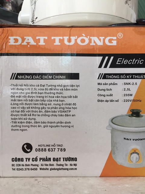 Nồi kho cá- Nồi hầm Đạt Tường 1,5L  chính hãng bảo hành 12 tháng