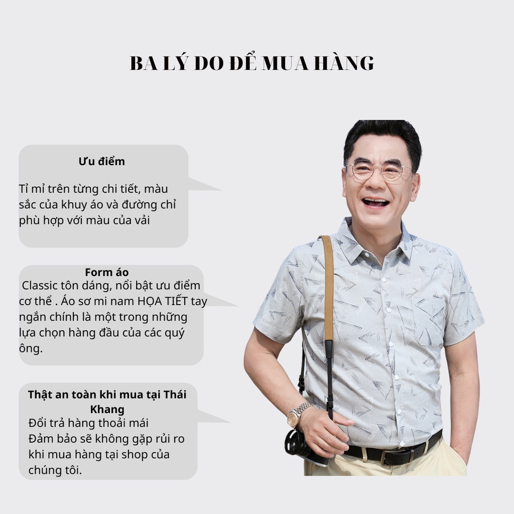 Áo sơ mi nam trung niên cao cấp THÁI KHANG vải lụa mango mềm mịn co giãn form rộng classic ALUA17