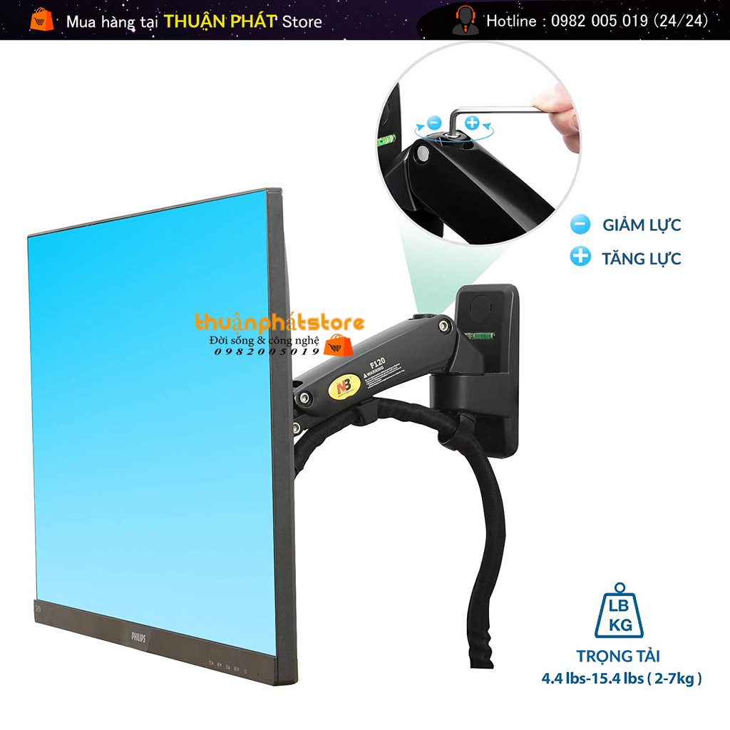 Giá treo màn hình máy tính NB-F120 ( treo tường ) - xoay màn 360 độ