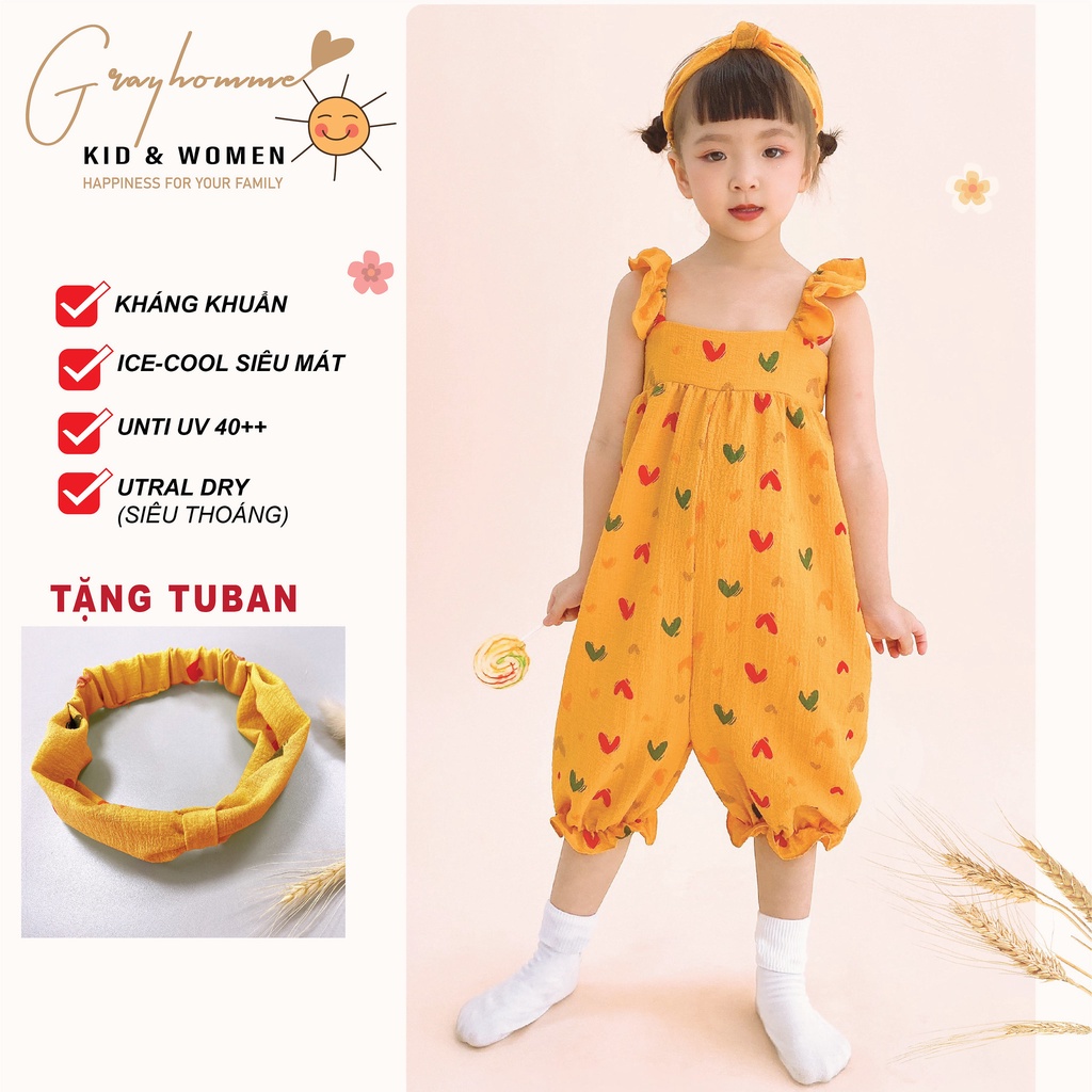JUMSUIT Bé Gái Nhiều Màu GRAYHOMME Chất Linen mềm nhẹ, kháng khuẩn, siêu mát, cử động thoải mái JUM001
