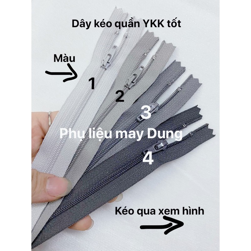 dây kéo YKK tông xám dài 17cm