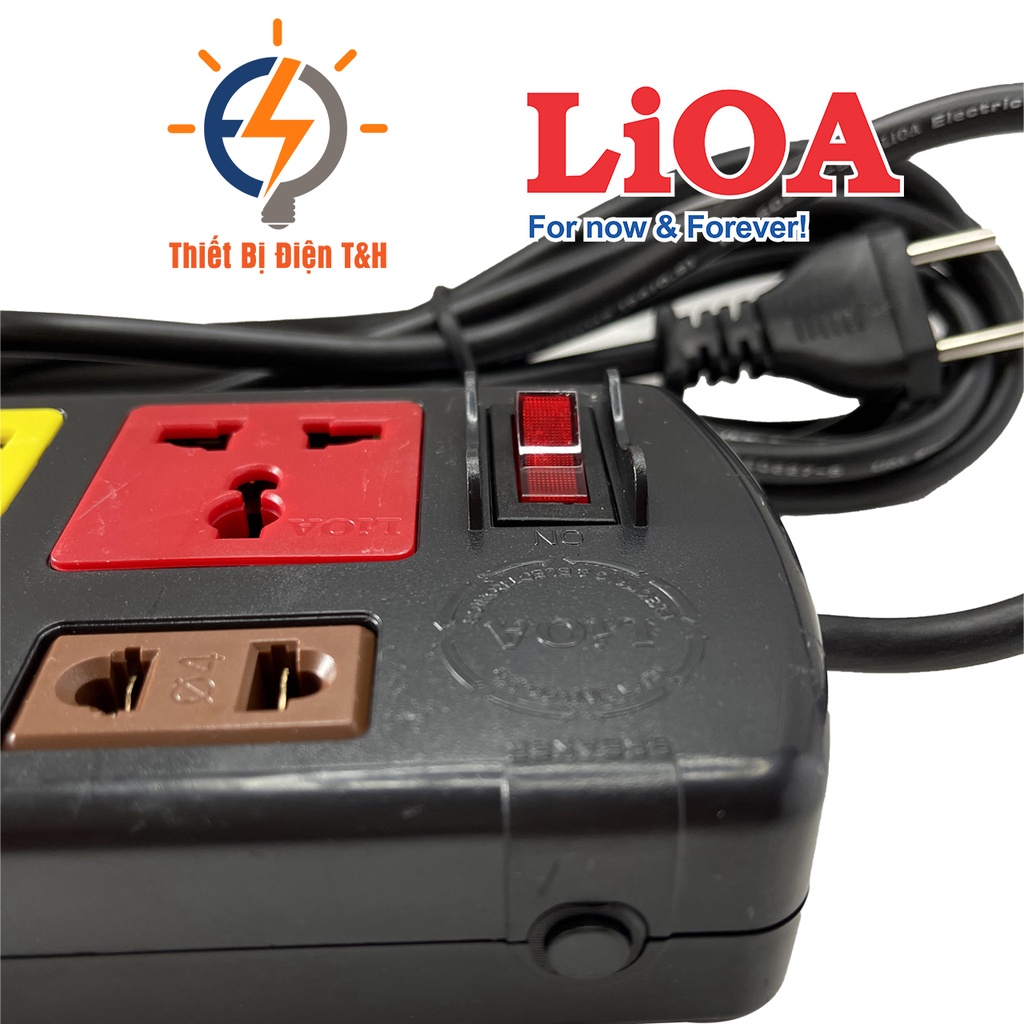 Ổ cắm điện đa năng LIOA kết hợp, 2200W, 6 ổ cắm, 1 công tắc, dây dài 3M, 5M, 3D3S32 - 3D3S52 - Thiết Bị Điện T&amp;H
