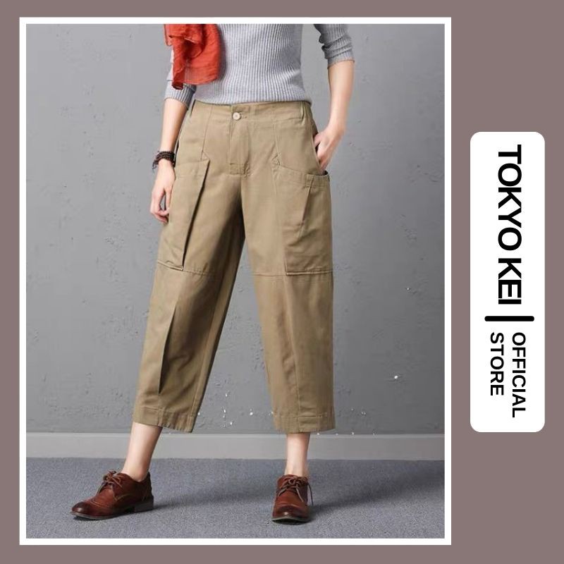 Quần Baggy Ống Rộng TOKYO KEI 💖FREESHIP💖 Quần Jogger Túi Hộp Dáng Rộng Màu Nâu Đen, Đủ Size S M L TQH63 | BigBuy360 - bigbuy360.vn