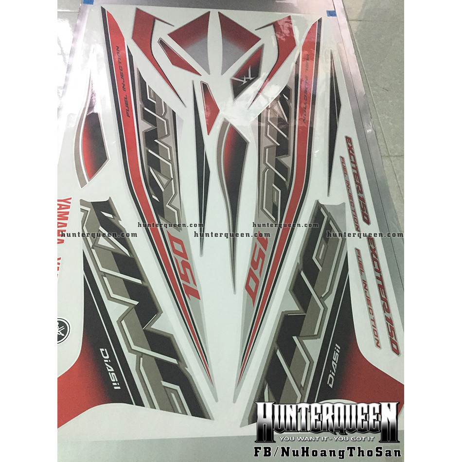 Tem Exciter 150. Tem rời MX KING xe bạc tem đỏ. Chất liệu CROM. Xe màu khác vui lòng inbox