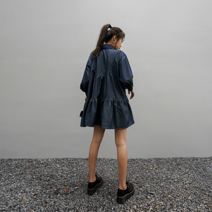 Wavy Denim Dress - Đầm Denim Dáng Phồng