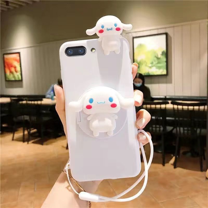 Ốp Điện Thoại Silicon Mềm Có Gương Trang Điểm Hoạt Hình Cho Apple 7plus iPhone7/8