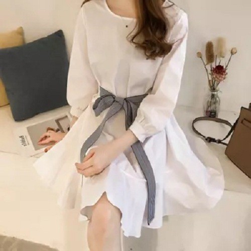 Váy nữ ❤FREESHIP ❤Váy nữ tay dài - chất thô đũi mềm, cột nơ 2 kiểu - công sở, đi tiệc siêu trẻ trung | BigBuy360 - bigbuy360.vn