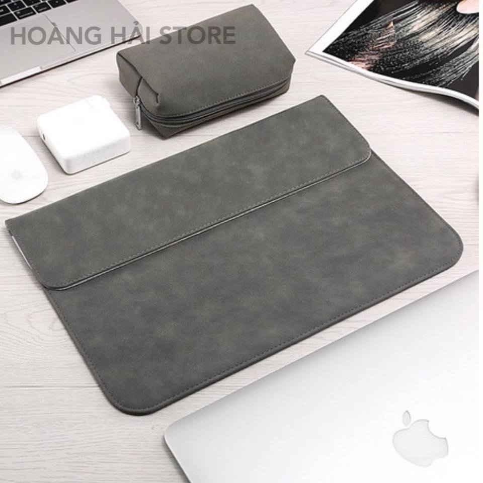 Bao da chống sốc, chống nước cho macbook, laptop, surface kèm ví đựng sạc, chuột