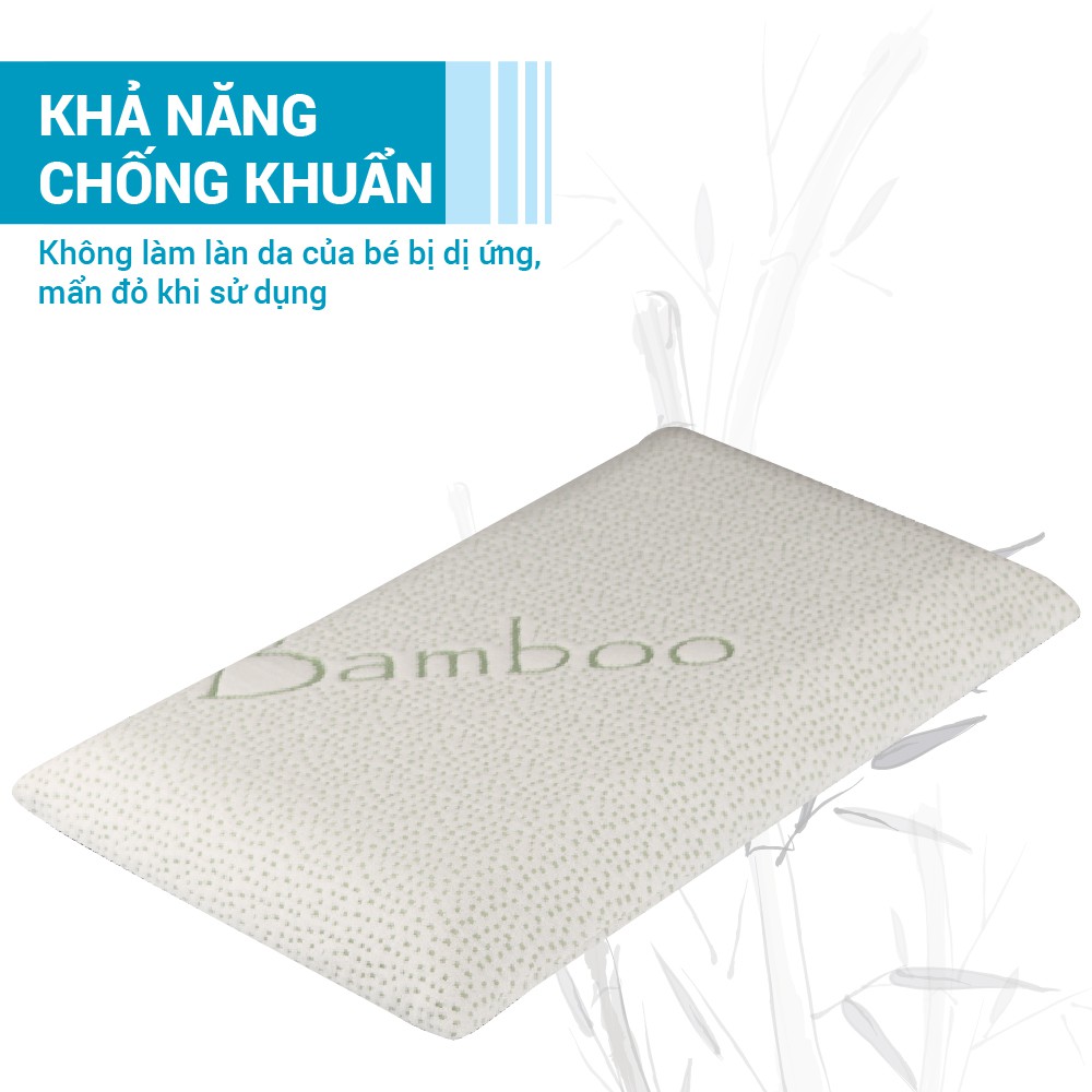 Gối cao su non chống ngạt vỏ sợi tre Bamboo kháng khuẩn tự nhiên, thấm hút mồ hôi tốt Comfybaby - hàng chính hãng