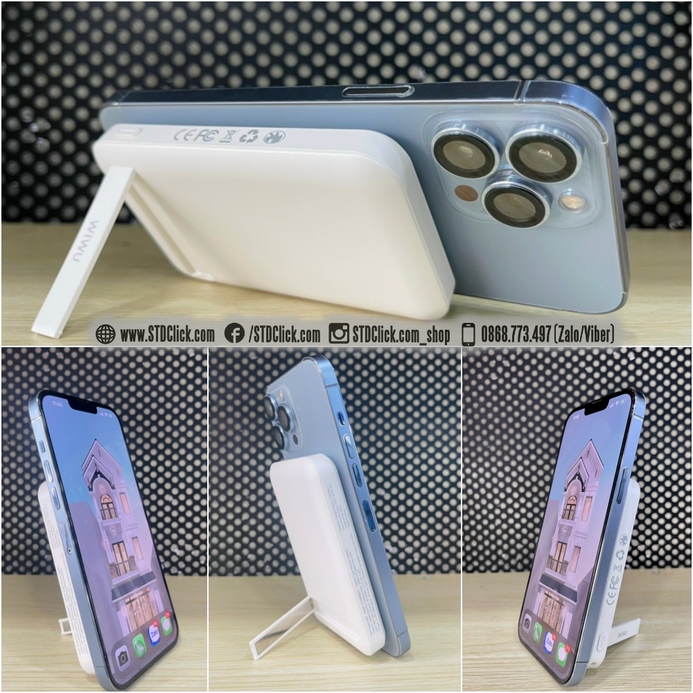 PIN SẠC DỰ PHÒNG WIWU SNAP CUBE CHÍNH HÃNG 10.000MAH HỔ TRỢ SẠC KHÔNG DÂY NAM CHÂM 15W CHO IP 12 VÀ 13 SERI