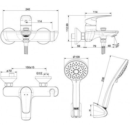 VÒI TẮM SEN GẮN TƯỜNG MILANO WF-0911