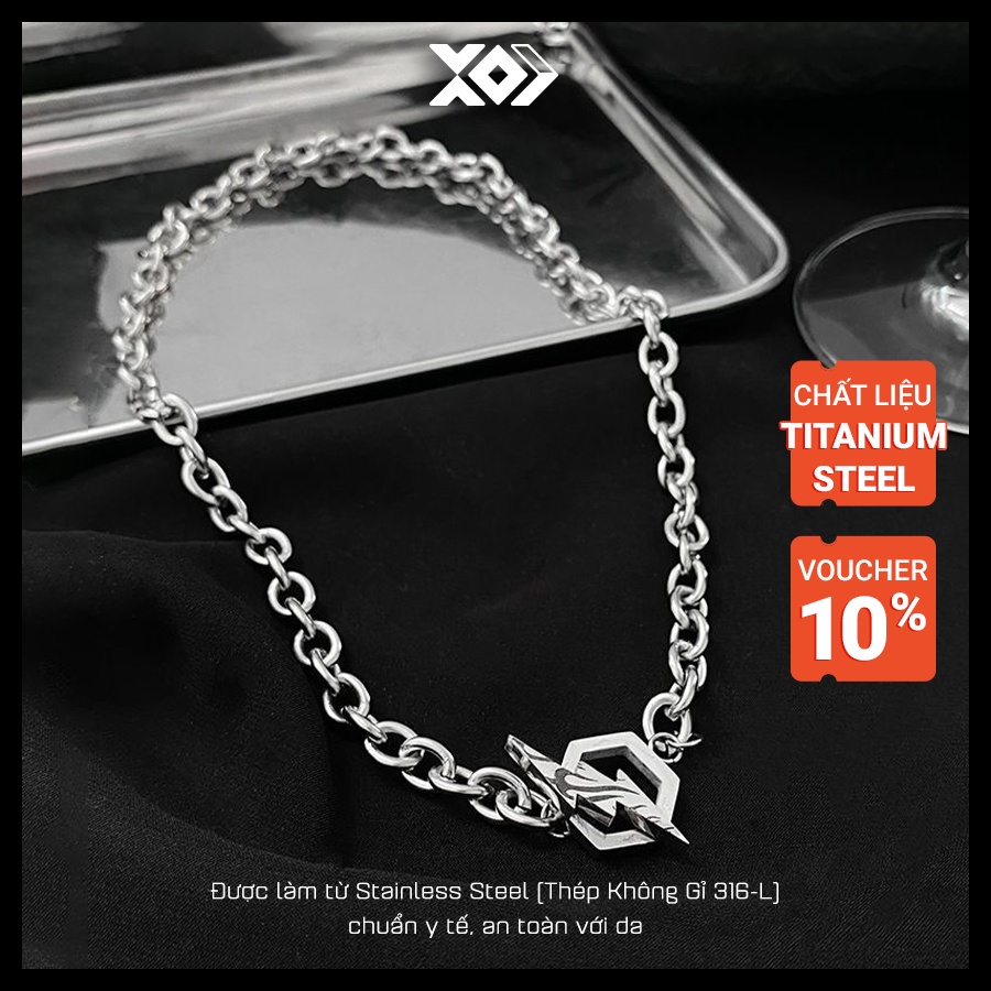 Vòng Cổ Nam Hình Tia Sét Bằng Thép Titan Khoá Cài OT - Dây Chuyền Tia Chớp Không Gỉ Phong Cách Streetwear Hiphop