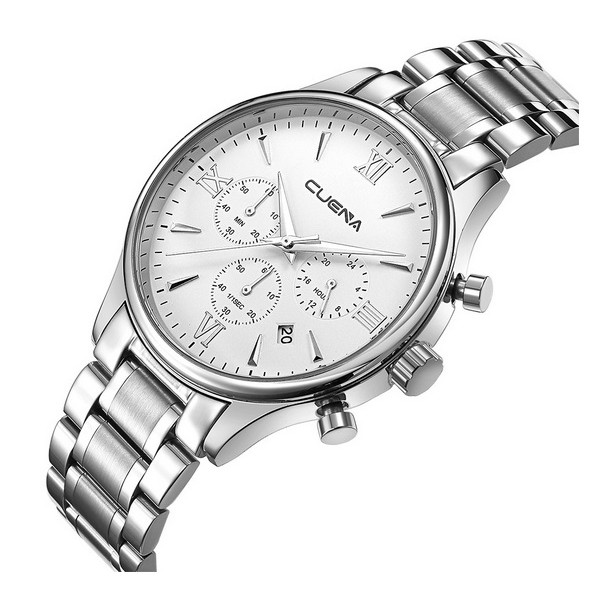 Đồng hồ nam dây thép đặc 6 kim Cuena 6802