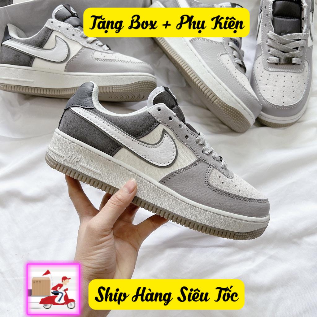 Giày AF1 Xám Kem, Giày sneaker Air Force 1 Low Atmosphere Grey Phối Màu Cực Đẹp Nam Nữ Full Box Bill