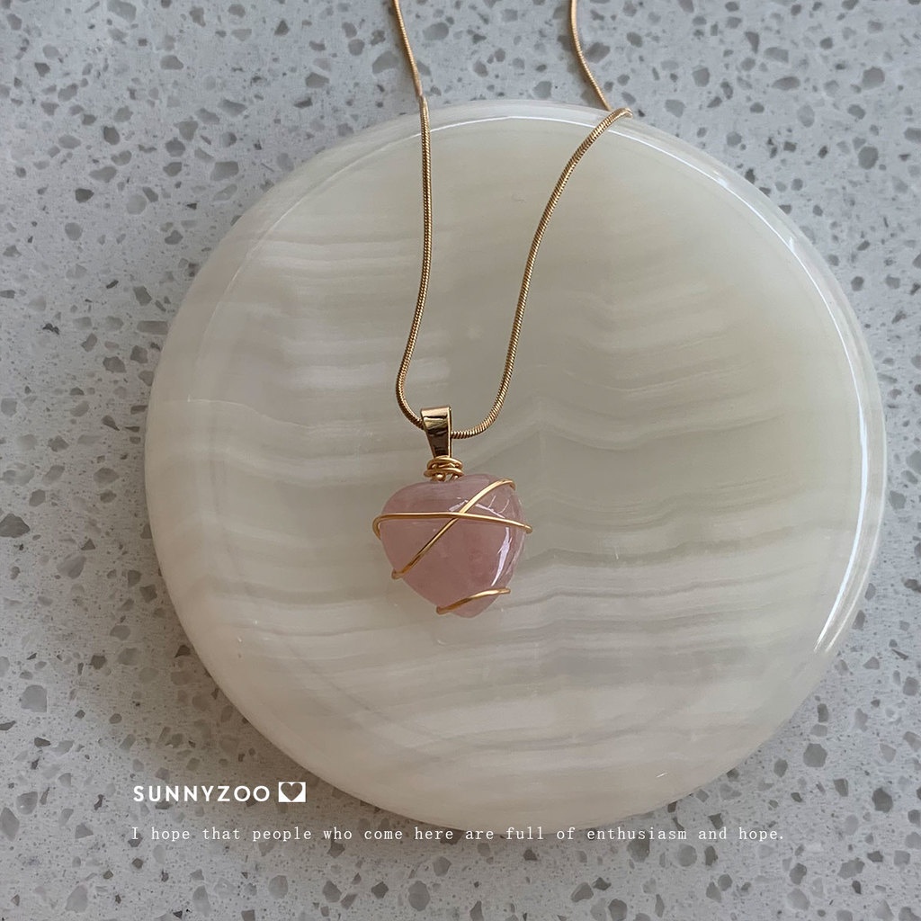 Vòng Cổ Mặt Trái Tim Màu Hồng Phong Cách Harajuku Thanh Lịch Thời Trang