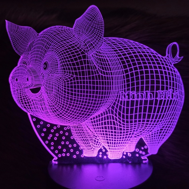 Đèn Led 3D Hình Con Heo - Đèn Ngủ 16 Màu Điểu Khiển Từ Xa Hoặc Cảm Ứng Lợn Béo mini 3d - Khắc tên theo yêu cầu - Đèn Bàn