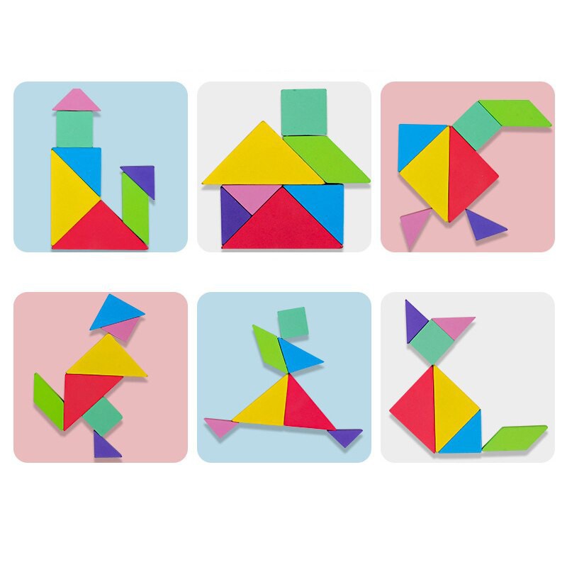 Xếp hình gỗ 3D Montessori Luyện tư duy cho bé Tangram Wooden puzzle