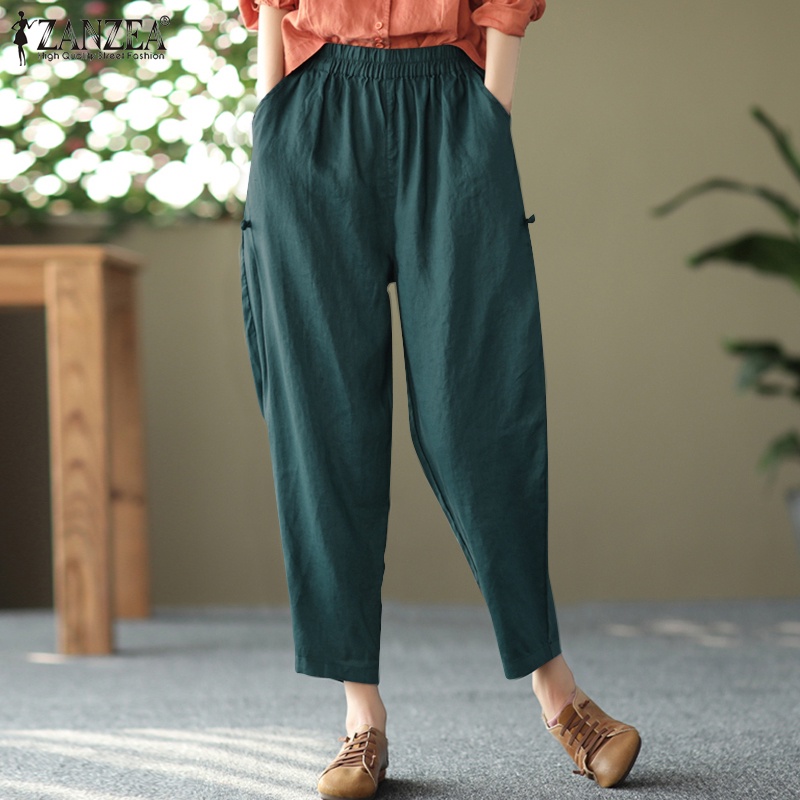 Quần dài nữ Zanzea ống rộng phong cách vintage thời trang