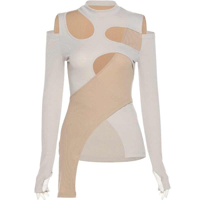 Áo Thun Tay Dài Cắt Xẻ Cá Tính Dành Cho Nữ