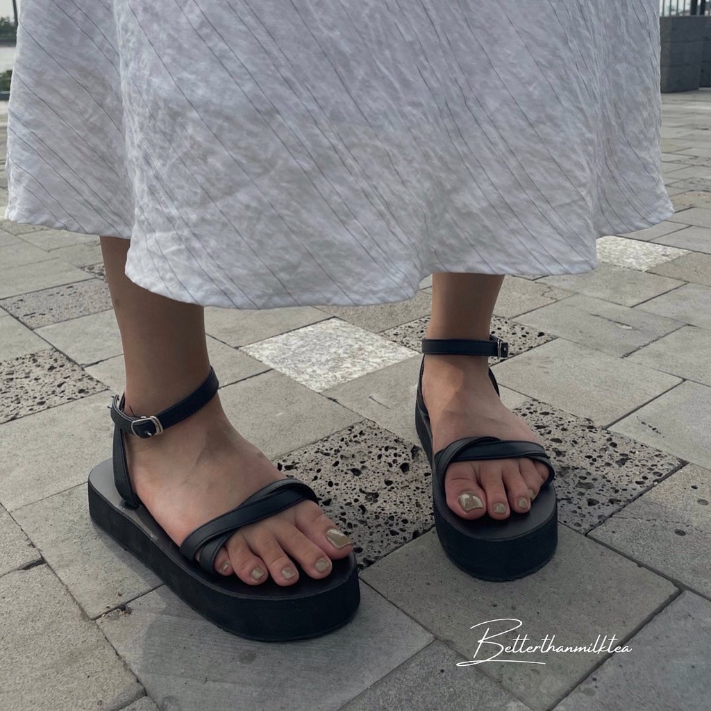 [No.48] Leather Sandals đế bằng 3cm