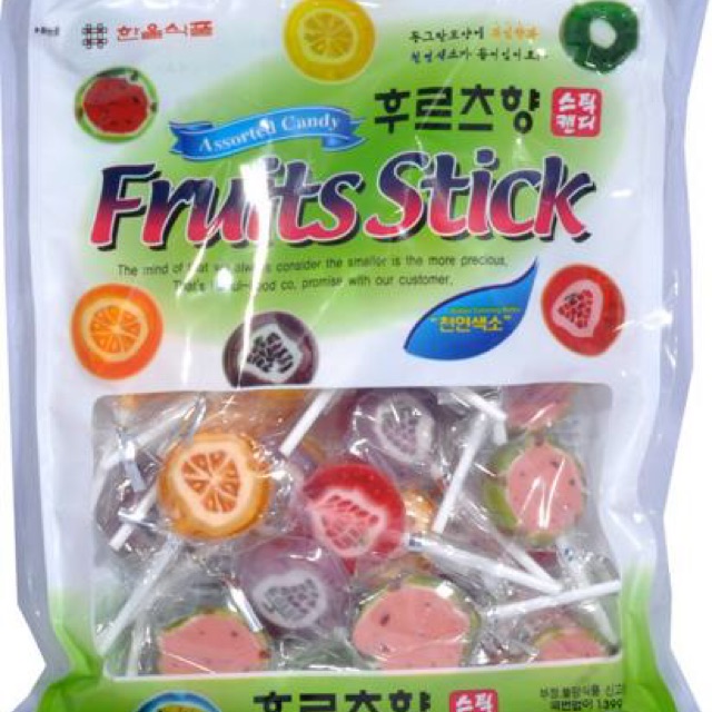 Kẹo Mút Hoa Quả Hàn Quốc Fruits Stick 250gr
