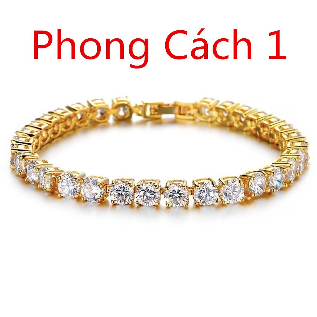 weiweijewelry/Vòng đeo tay kim cương pha lê CZ vàng 18K sang trọng dành cho nam và nữ