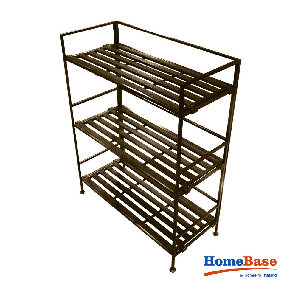HomeBase STACKO Kệ 3 tầng bằng thép SHE04115 W64.5xH81.9xD28.5cm màu nâu đậm